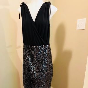 Beautiful black dress with gray shiny work